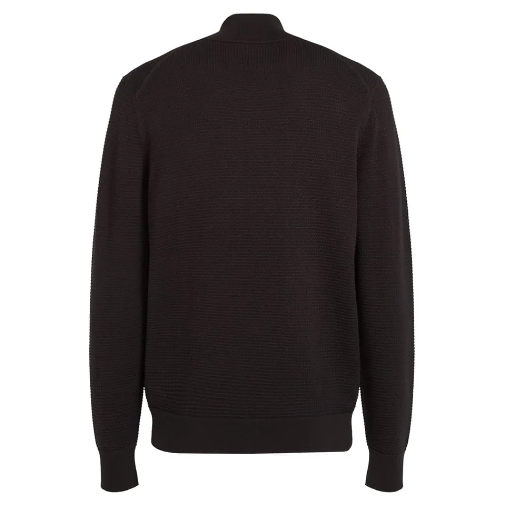 Knitwear*Calvin Klein Zip Neck Slim Fit Sweater in Black