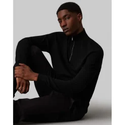 Knitwear*Calvin Klein Zip Sweater in Black