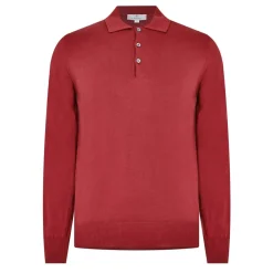 Knitwear*Canali Long Sleeve Knit Polo Shirt in Red
