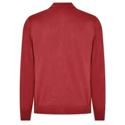 Knitwear*Canali Long Sleeve Knit Polo Shirt in Red
