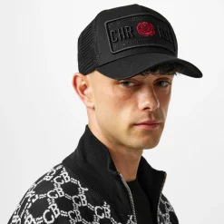 Caps-Hats*Christian Rose Ii Red Rose Trucker Cap in Black