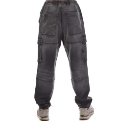Trousers*Diesel 2050 D-Krooley-Cargo Sweat Jeans in Black Grey