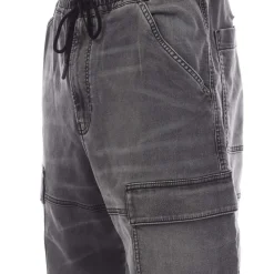 Trousers*Diesel 2050 D-Krooley-Cargo Sweat Jeans in Black Grey