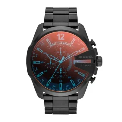 Jewellery-Watches*Diesel Mens Mega Chief Chronograph Black Stainless Steel Watch Dz4318 in Black