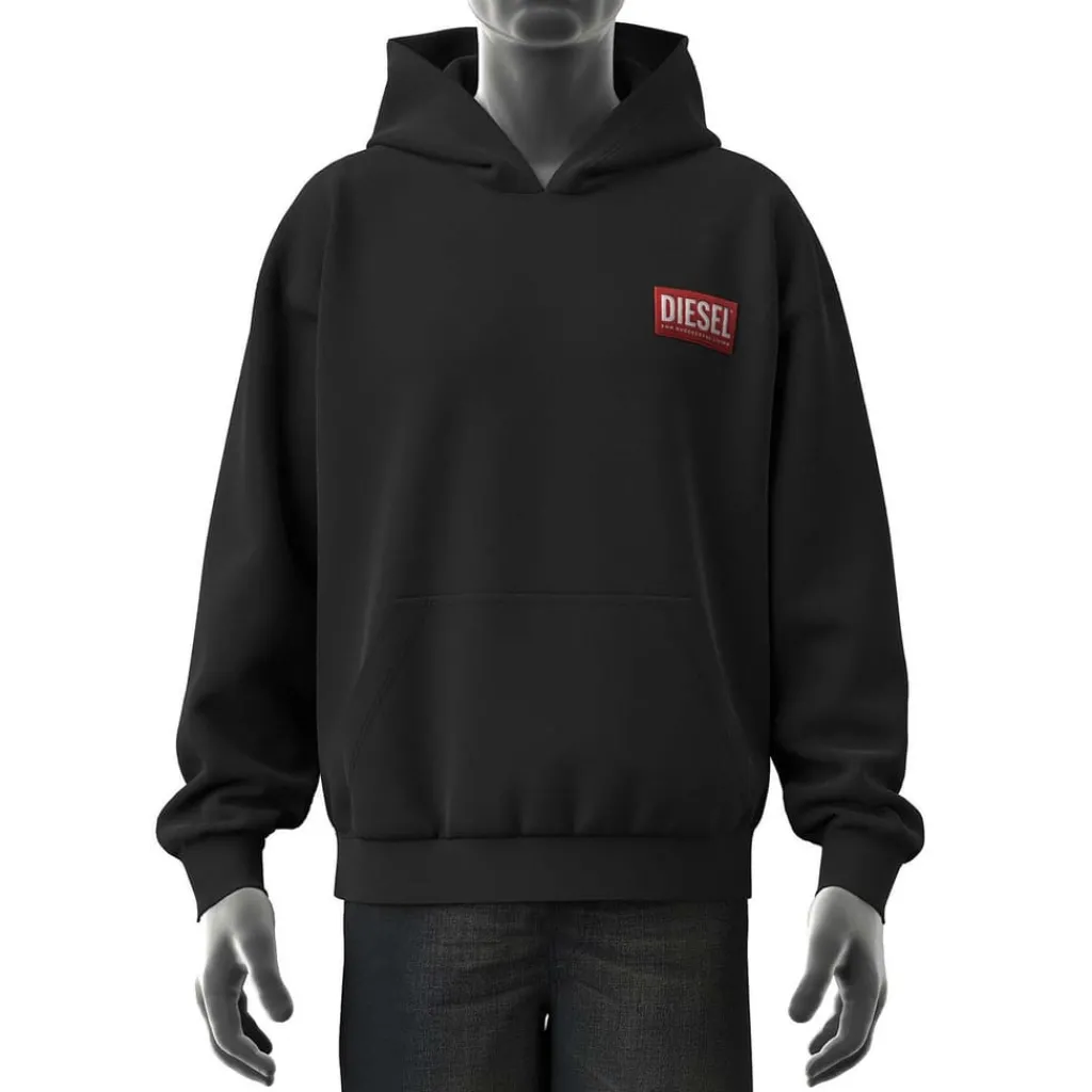 Sweatshirts*Diesel S-Nlabel-Hood-L1 Hoodie in Black