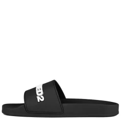 Beach Shoes*DSquared2 Logo 2.0 Sliders in Black