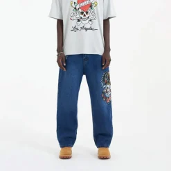 Jeans*Ed Hardy Skull Wide Leg Wide Fit Jeans in Multi