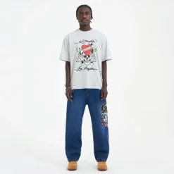 Jeans*Ed Hardy Skull Wide Leg Wide Fit Jeans in Multi