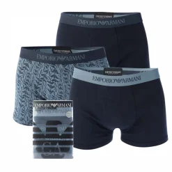 Underwear And Socks*Emporio Armani 3 Pack of Pure Cotton Trunks in Various