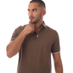 Polo Shirts*Emporio Armani Allover Jacquard Eagle Polo Shirt in Brown