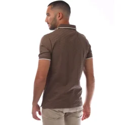 Polo Shirts*Emporio Armani Allover Jacquard Eagle Polo Shirt in Brown