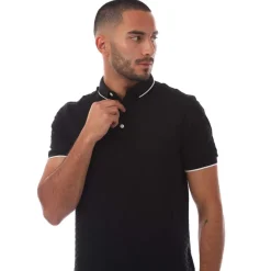 Polo Shirts*Emporio Armani Allover Jacquard Eagle Polo Shirt in Black