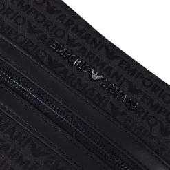 Bags*Emporio Armani Allover Lettering Messenger Bag in Black