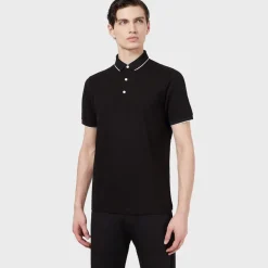 Polo Shirts*Emporio Armani EA7 All Over Eagle Logo Polo Shirt in Black
