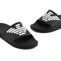 Beach Shoes*Emporio Armani EA7 Eagle Slides in Black