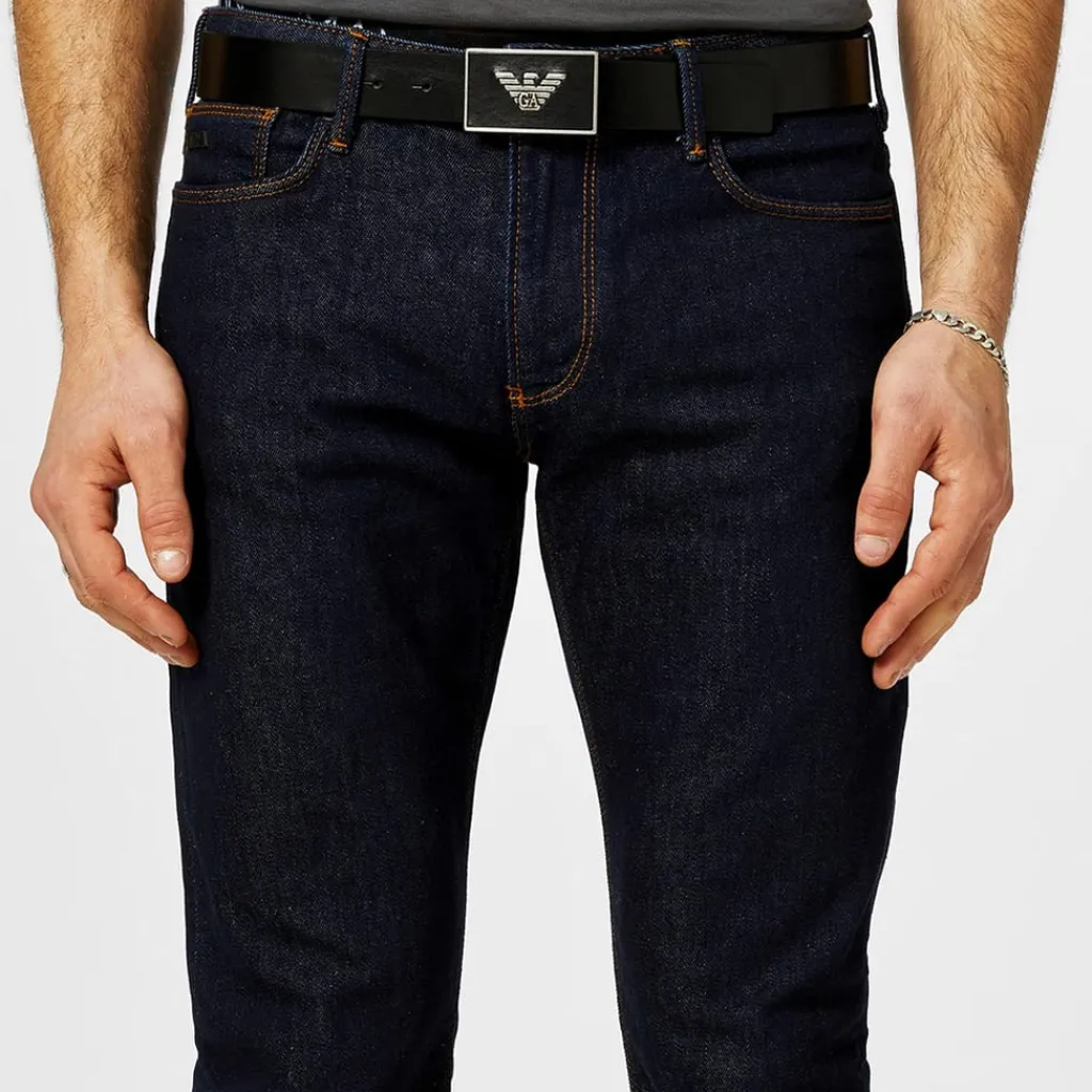 Belts*Emporio Armani EA7 Logo Plate Belt in Black