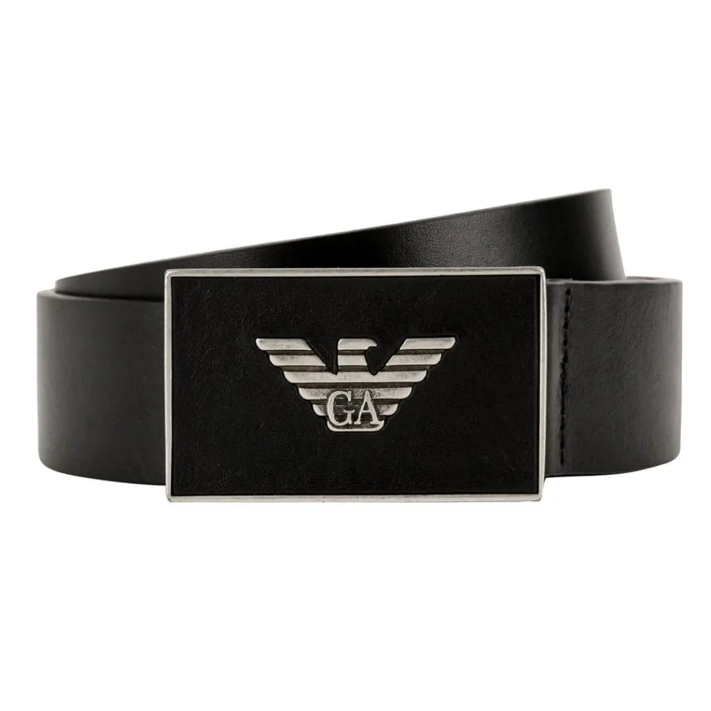 Belts*Emporio Armani EA7 Logo Plate Belt in Black
