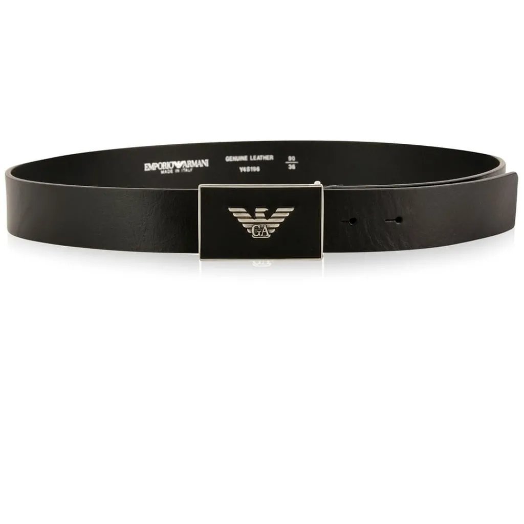 Belts*Emporio Armani EA7 Logo Plate Belt in Black