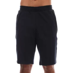 Shorts*Emporio Armani EA7 Logo Series Cotton-Blend Bermuda Shorts in Navy