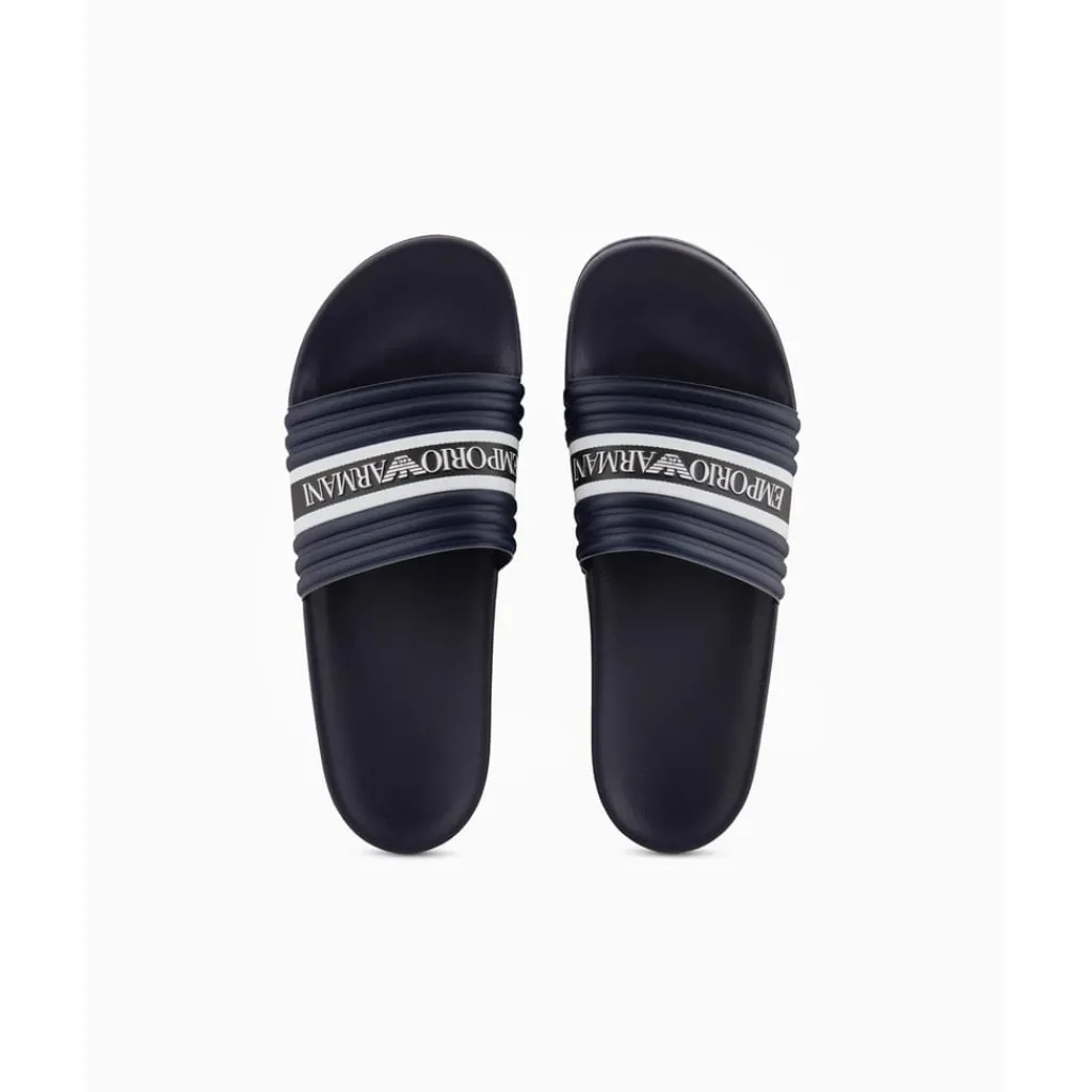 Beach Shoes*Emporio Armani EA7 Logo Sliders in Blue