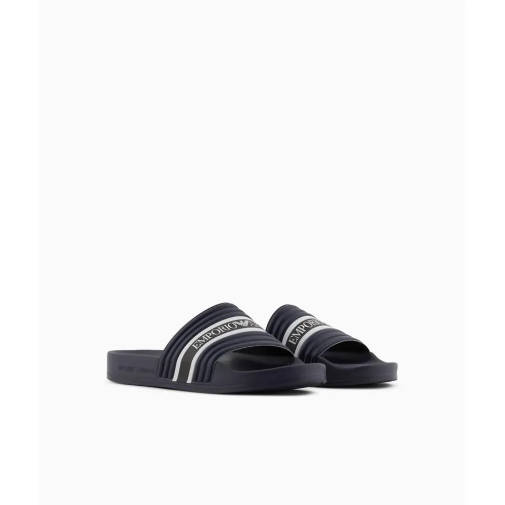 Beach Shoes*Emporio Armani EA7 Logo Sliders in Blue
