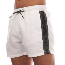 Shorts*Emporio Armani EA7 Logo Tape Swim Shorts in White