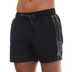 Shorts*Emporio Armani EA7 Logo Tape Swim Shorts in Navy