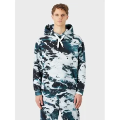 Hoodies*Emporio Armani EA7 Marble Pattern Long Sleeve Hooded Sweatshirt in Blue