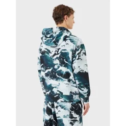 Hoodies*Emporio Armani EA7 Marble Pattern Long Sleeve Hooded Sweatshirt in Blue