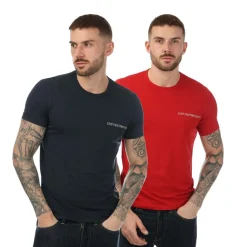 Underwear And Socks|T-Shirts And Vests*Emporio Armani Mens 2 Pack Lounge Crew Neck T-Shirt in Navy Red