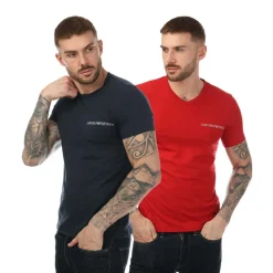 T-Shirts And Vests|Underwear And Socks*Emporio Armani Mens 2 Pack Underwear Logo T-Shirt in Red navy