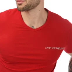 T-Shirts And Vests|Underwear And Socks*Emporio Armani Mens 2 Pack Underwear Logo T-Shirt in Red navy