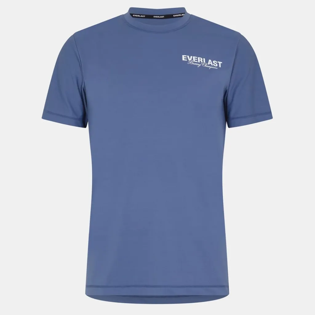 Fitness And Gym Tops*Everlast Stripe Regular Fit Crew Neck T-Shirt in Blue