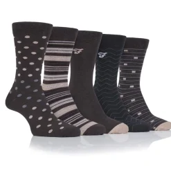 Underwear And Socks*Farah 5 Pack Pattern Socks Mens in Brown