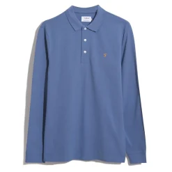 Polo Shirts*Farah Blns Ls Polo in Blue