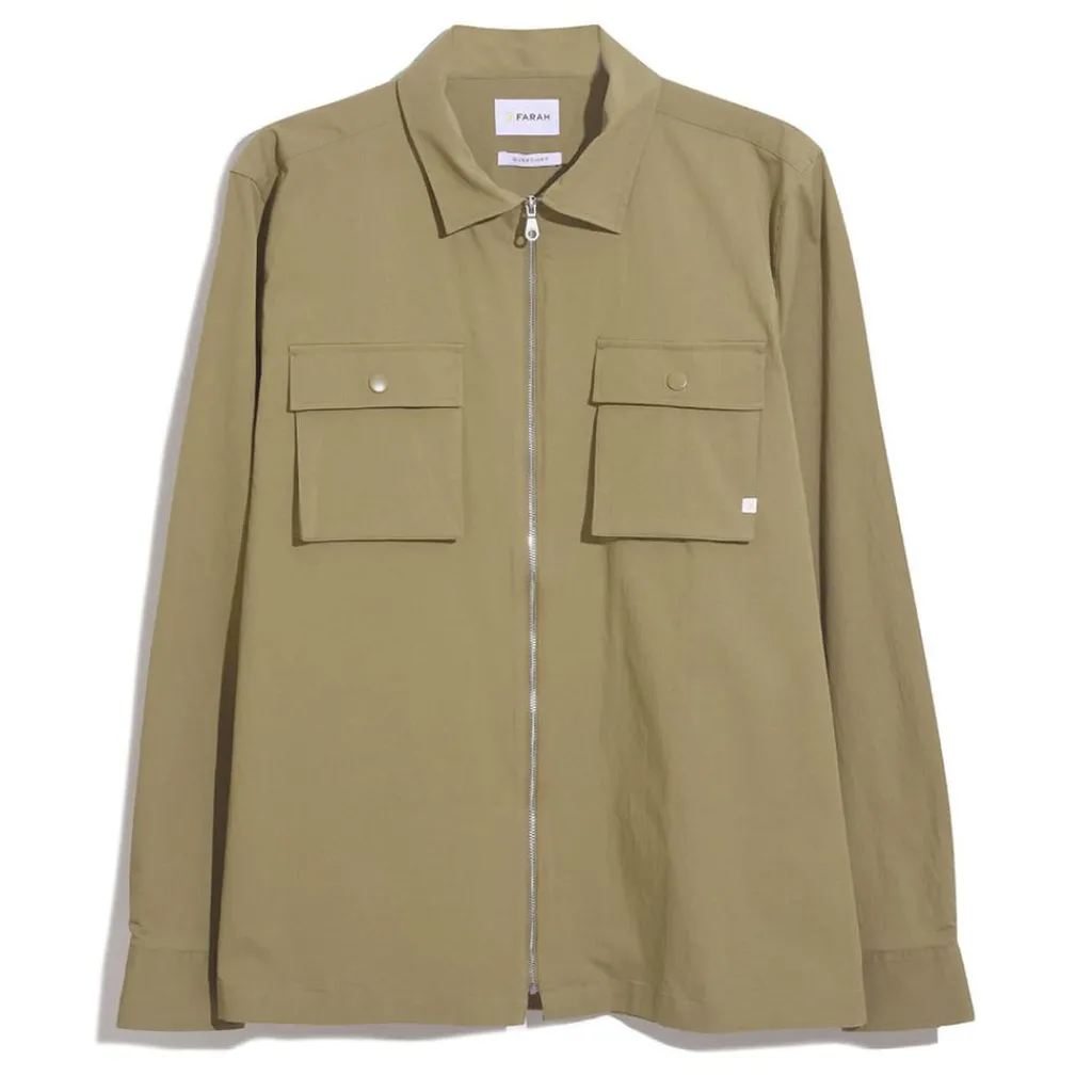 Coats And Jackets*Farah Lynden Full-Zip Overshirt in Khaki