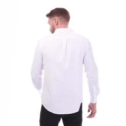 Shirts*Farah Mens Drayton Long Sleeve Polo Shirt in White