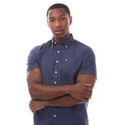 Shirts*Farah Mens Drayton Short Sleeve Shirt in Midnight