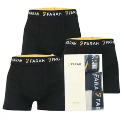 Gifts|Underwear And Socks*Farah Mens Siginaw 3 Pack Boxer Shorts in Black