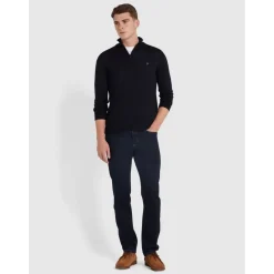Knitwear*Farah Quarter Zip Jumper in Blue