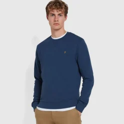 Sweatshirts*Farah Tim Crewneck Sweatshirt in Blue
