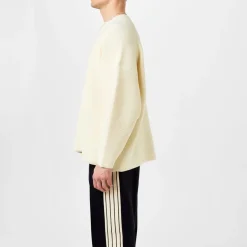 Knitwear*Fear Of God Ottoman Wool Straight Neck Sweater in Cream