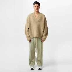 Knitwear*Fear Of God Overlapped V Neck Sweater in Beige