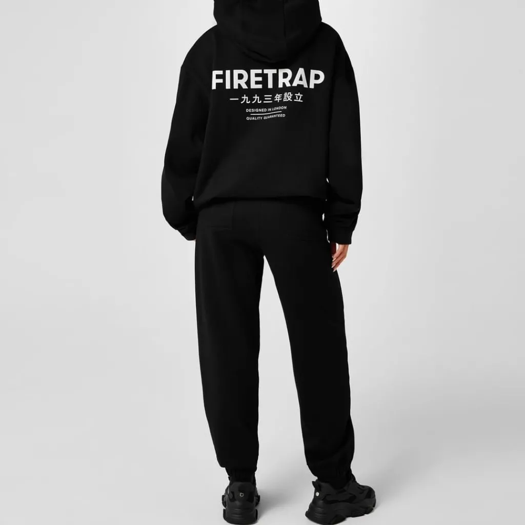 Hoodies*Firetrap Hooded Relaxed Fit Long Sleeve Sweatshirt in Black