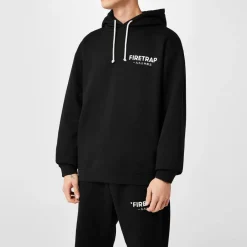 Hoodies*Firetrap Hooded Relaxed Fit Long Sleeve Sweatshirt in Black