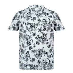 Polo Shirts*Firetrap Mens All Over Print Polo Top in Beige