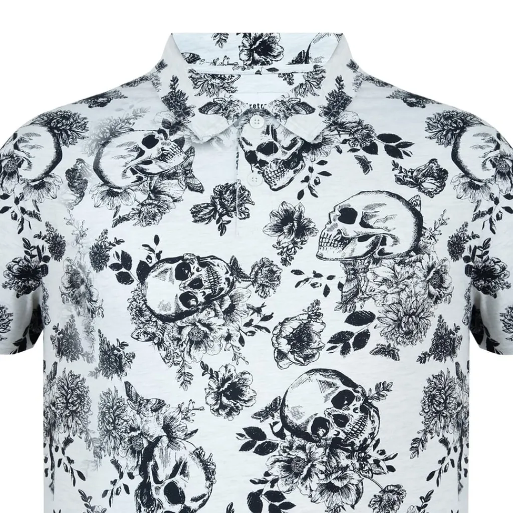 Polo Shirts*Firetrap Mens All Over Print Polo Top in Beige