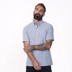 Shirts*Firetrap Mens Classic Oxford Short Sleeve Shirt in Blue