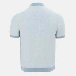 Polo Shirts*Firetrap Mens Quarter Short Sleeve Ribbed Knit Button Polo in Blue