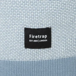 Polo Shirts*Firetrap Mens Quarter Short Sleeve Ribbed Knit Button Polo in Blue